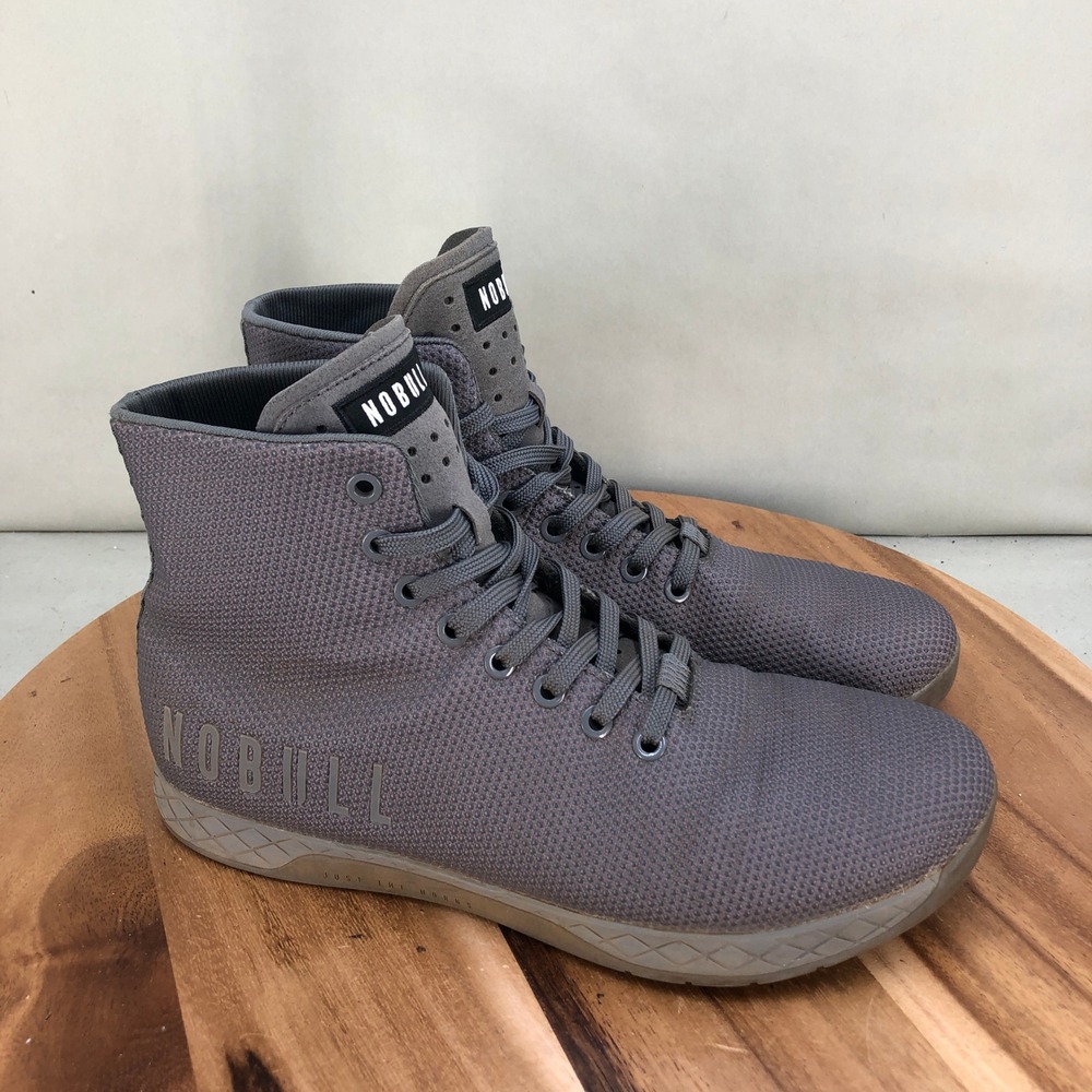 NOBULL High Top Trainer Grey Men 9 Women 10.5 SuperFabric Gym Workout Shoes